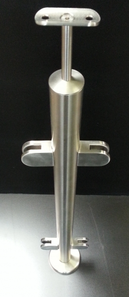 Edelstahl Balkonpfosten inkl. 4 Glashalter